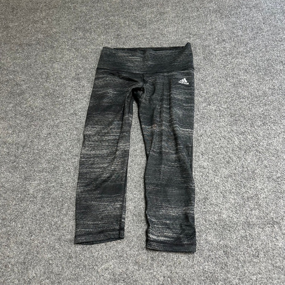 Adidas Leggings Womens Size M Black Space Dye Climalite Cropped Athletic Yoga